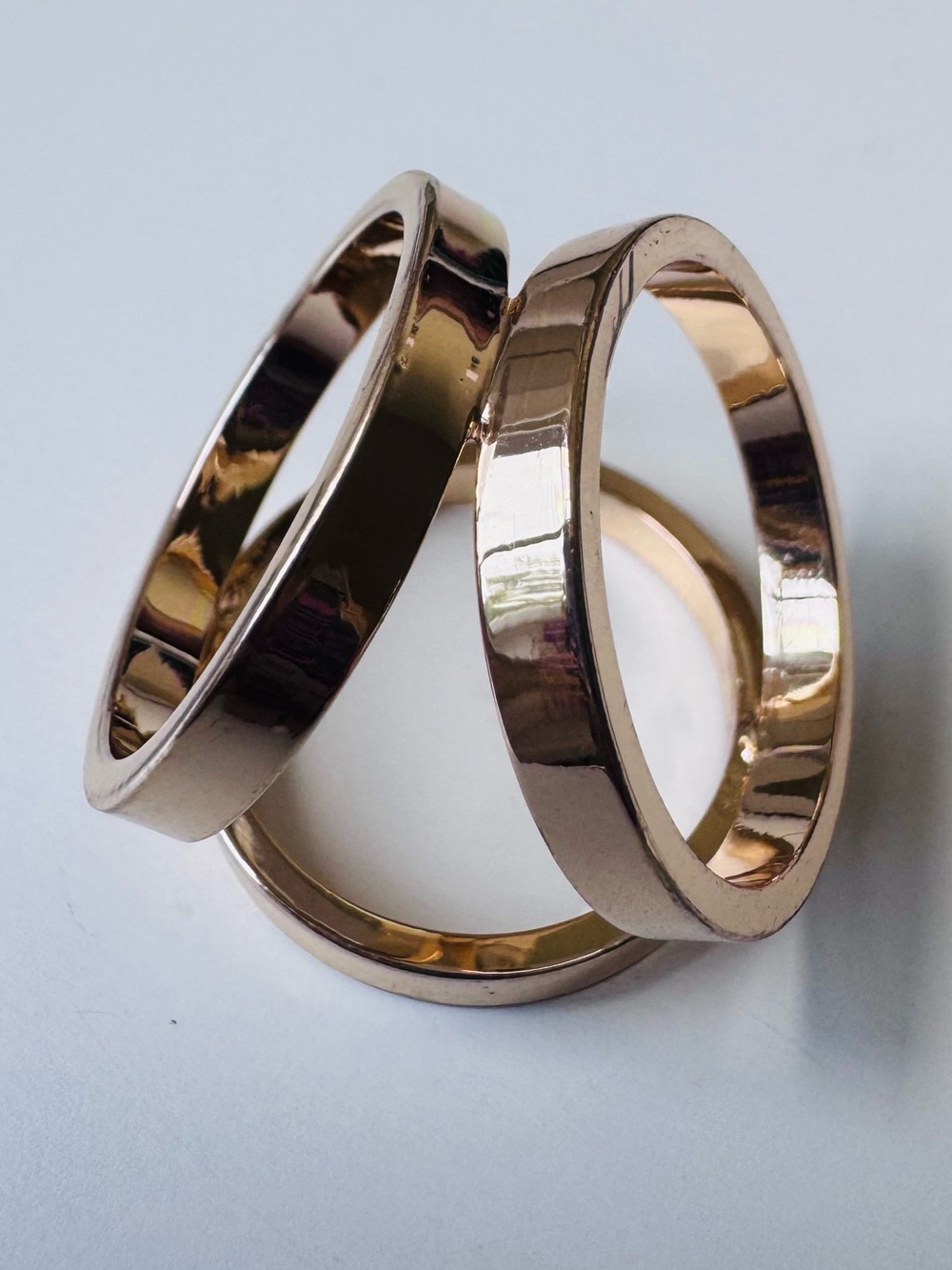 Polished Gold- toned Trio Scarf Ring, 🦋